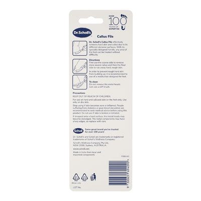 Scholl Callus File – Dual Sided Manual Foot File for Removing Hard Skin