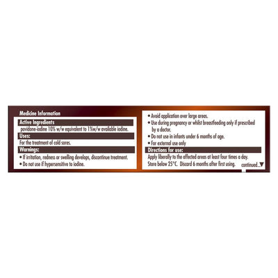 Betadine Cold Sore Ointment Cream - 7.5g