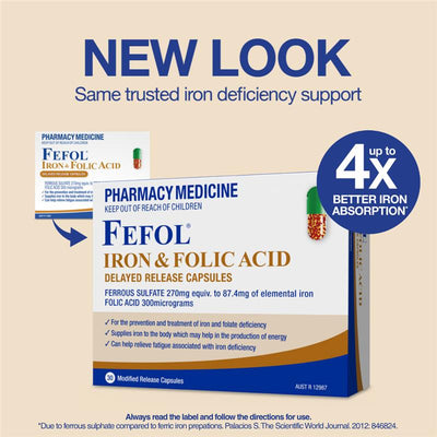 Fefol Iron and Folate Supplement - 30 Capsules for Energy and Vitality