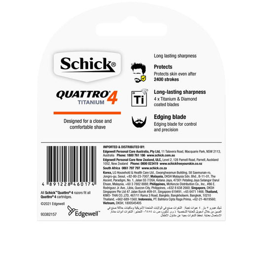 Schick Quattro 4 Titanium Men's Refill Razor Blades - 4 Pack-Auzzi Store