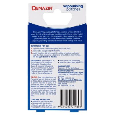 Demazin Vapourising Patches 6 Pack - Soothing Sleep Aid