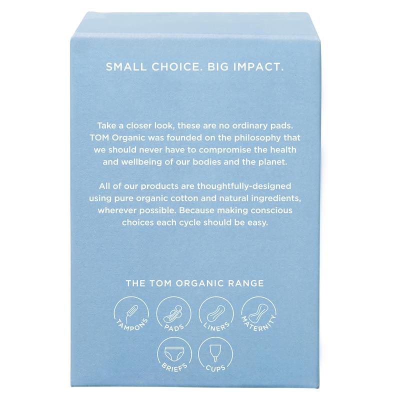 TOM Organic Ultra Thin Cotton Pads - Biodegradable 10 Pads for Heavy Flow