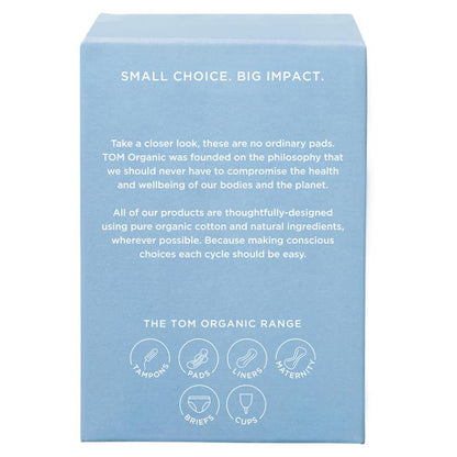 TOM Organic Ultra Thin Cotton Pads - Biodegradable 10 Pads for Heavy Flow