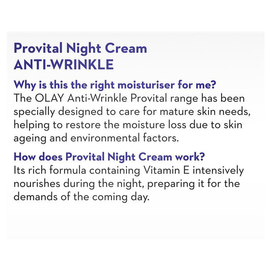 Olay ProVital Night Cream 50g - Anti-Wrinkle Care for Mature Skin-Auzzi Store