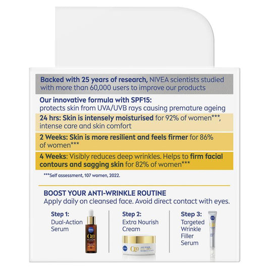 NIVEA Q10 Anti-Wrinkle Extra Nourish Day Cream SPF15 50ml - Deep Restoring Formula - Auzzi Store