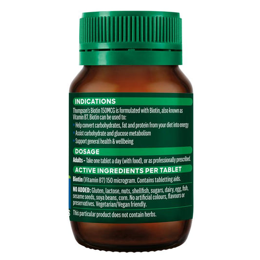 Thompson's Biotin 150mcg - 100 Tablets for Energy Metabolism-Auzzi Store