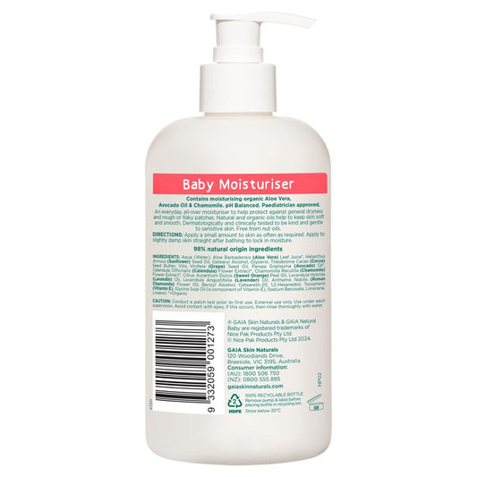 Gaia Natural Baby Moisturiser 500ml - Nourishing Baby Skin Care – view 2