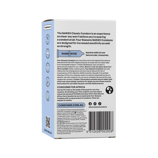Four Seasons Condoms Naked Classic 12 Pack - Ultra-Thin Sensitivity - Auzzi Store