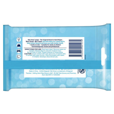 Wet Ones Be Fresh 15 Travel Pack - Antibacterial Hand Wipes