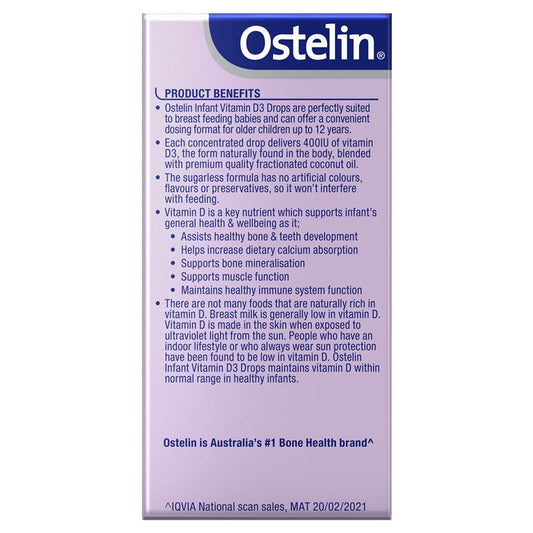 Ostelin Infant Vitamin D3 Drops 2.4ml - Essential Bone Health - Auzzi Store