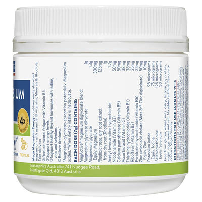 Ethical Nutrients Mega Magnesium Energy Powder 140g, B Vitamins, Rhodiola
