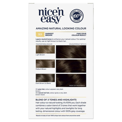 Clairol Nice N Easy 3.5 Darkest Brown Permanent Hair Colour 173g