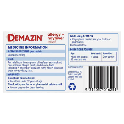 Demazin Allergy + Hayfever Relief Non-Drowsy - 80 Tablets Exclusive Size