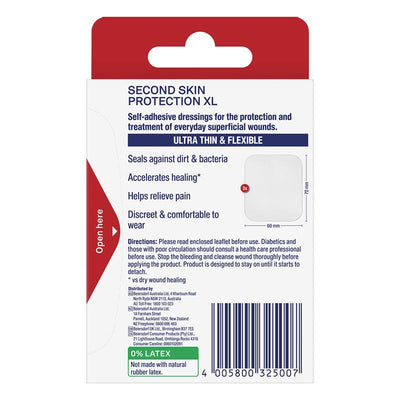 Elastoplast Second Skin Protection Strips XL - 6cm x 7cm (3 Pack)