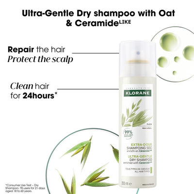 Klorane Dry Shampoo with Oat & Ceramide - 250ml