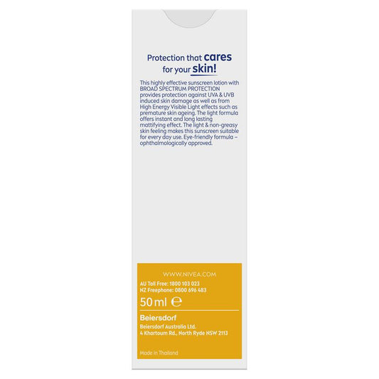 NIVEA Sun UV Face Sunscreen Shine Control SPF50 50ml - Auzzi Store