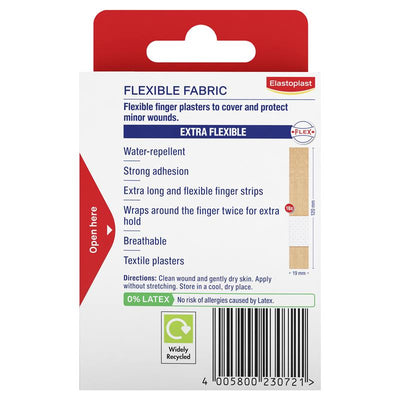 Elastoplast Flexible Fabric Finger Strips - 16 Pack for Finger Wounds