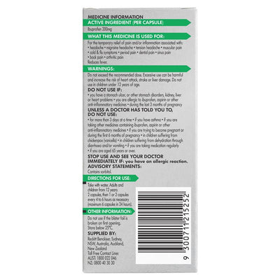 Nurofen Zavance Fast Pain Relief Liquid Capsules 200mg - 20 Pack