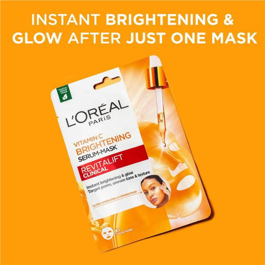 L'Oreal Paris Revitalift Clinical Vitamin C Brightening Serum Sheet Mask 26g - Instant Glow – view 2 - Auzzistore