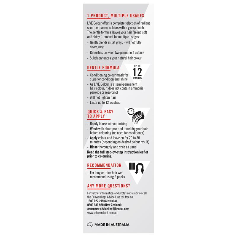 Schwarzkopf LIVE Colour Deep Black - Semi-Permanent Hair Color, 75ml