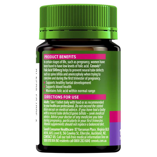 Cenovis Folic Acid 500mcg, 150 Tablets - Supports Pregnancy Health – view 2