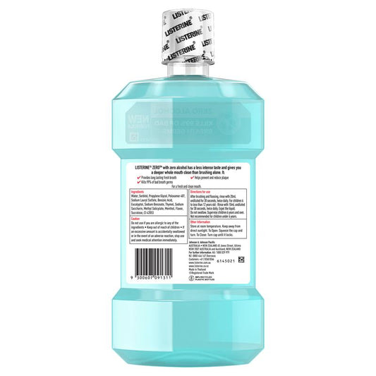 Listerine Zero Alcohol Mouthwash 750ml - Gentle Germ Protection
