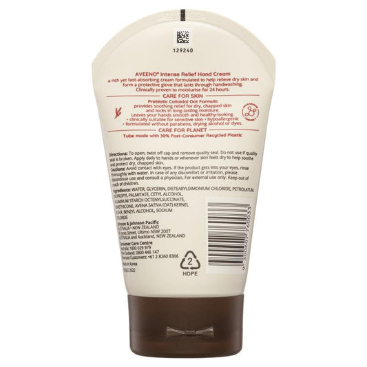 Aveeno Intense Relief Soothing Hand Cream - Fragrance Free 100g-Auzzi Store