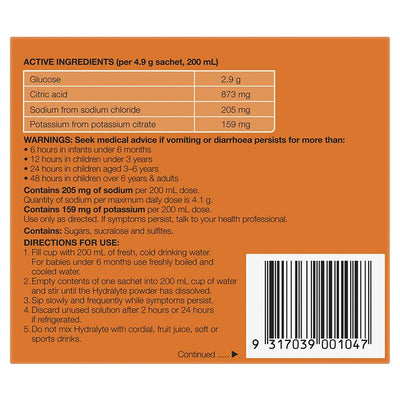 Hydralyte Powder Orange 5g x 10 - Rehydration Solution