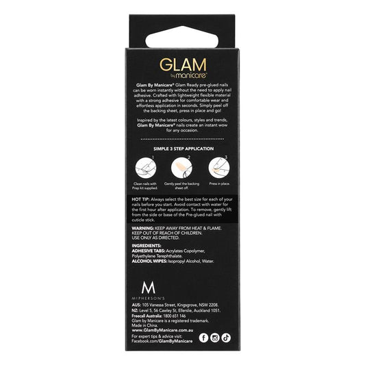 Glam By Manicare Glam Ready Pre-Glued Nails - My Floral Bliss (30 Pieces) - Auzzistore