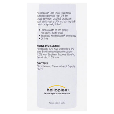 Neutrogena Ultra Sheer Face Fluid Facial Sunscreen SPF 50 - 40ml