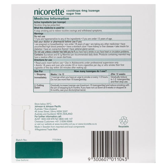 Nicorette Extra Strength Icy Mint Nicotine Lozenge - 4 x 20 Pack-Auzzi Store
