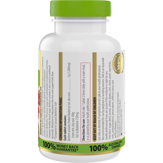 Caruso's Berberine 750 60 Tablets - Blood Sugar Support – view 2 - Auzzistore