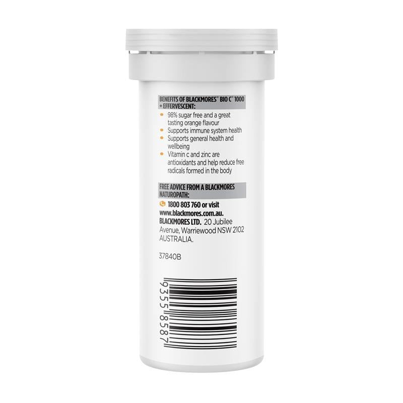 Blackmores Bio C 1000 with Echinacea & Zinc - 10 Effervescent Tablets