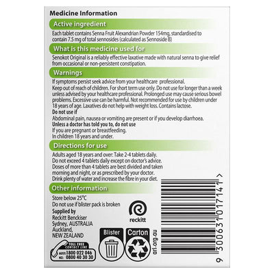 Senokot Tablets for Constipation Relief 100 Pack - Natural Laxative with Senna
