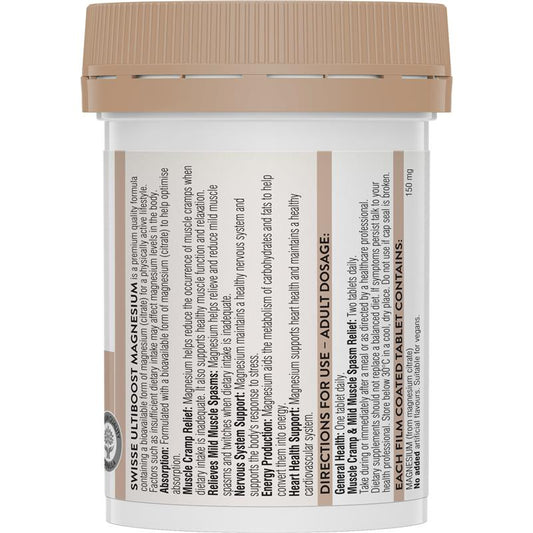 Swisse Ultiboost Magnesium Citrate 150mg - 60 Vegan Tablets – view 2