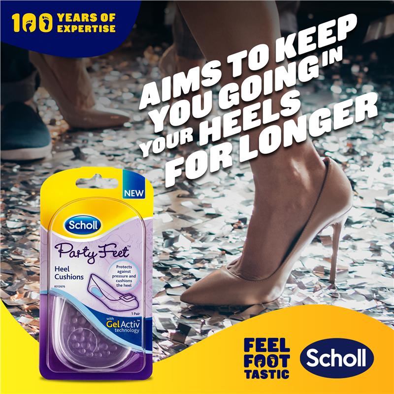 Scholl Party Feet Gel Heel Cushions – 1 Pair, Ultra Slim & Non-Slip