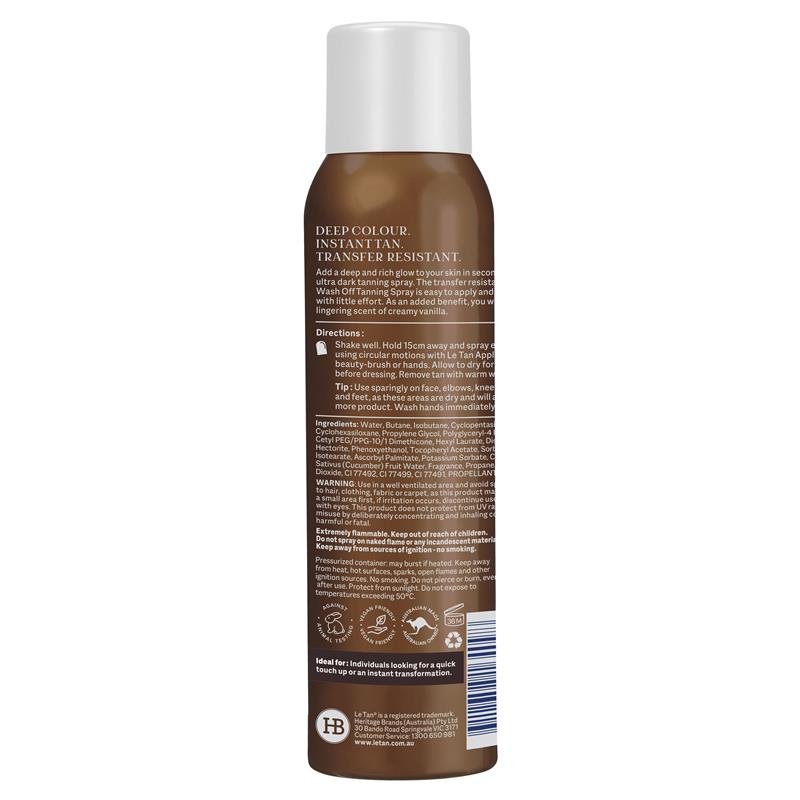 Le Tan Instant Wash Off Spray Ultra Dark 100g - Instant Bronzed Glow