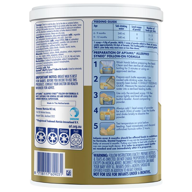 Aptamil AllerPro Syneo 2 - Premium Follow-On Formula (900g) - Auzzi Store
