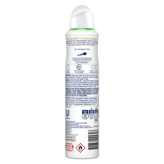 Dove Zero Aluminium Cucumber Deodorant 250ml - Fresh & Natural Protection