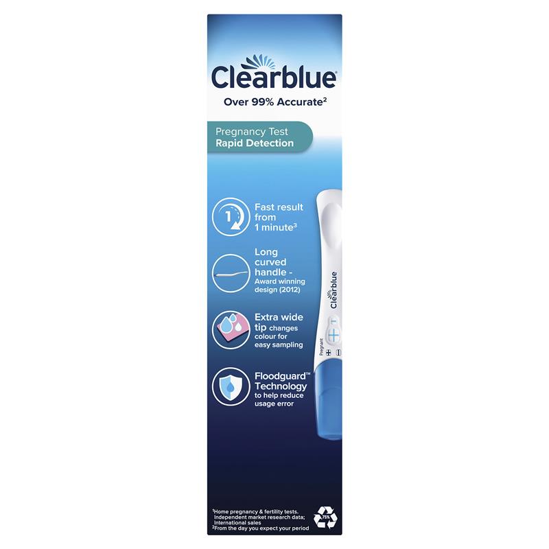 Clearblue Rapid Detection Pregnancy Test, 1 Test, 1-Minute Results, 99% Accurate