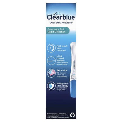 Clearblue Rapid Detection Pregnancy Test, 1 Test, 1-Minute Results, 99% Accurate