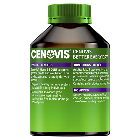 Cenovis Mega E 500IU Natural Vitamin E Supplement - 250 Capsules – view 2