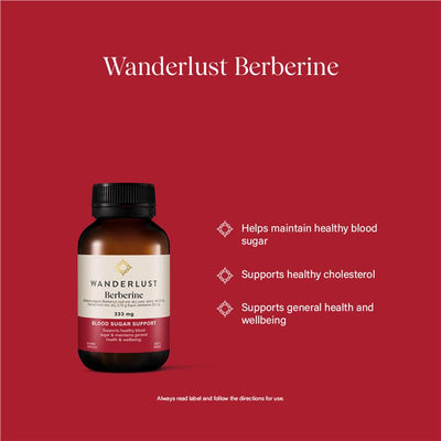 Wanderlust Berberine 333mg - 60 Vegan Capsules for Blood Sugar Support