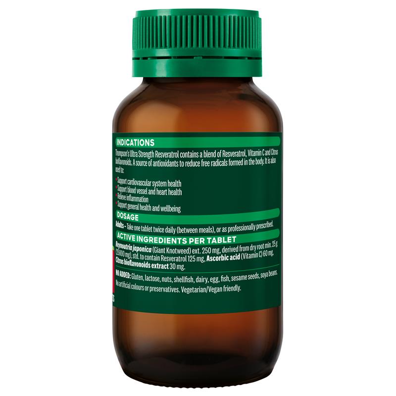 Thompson's Ultra Strength Resveratrol 60 Tablets - Powerful Antioxidant Support
