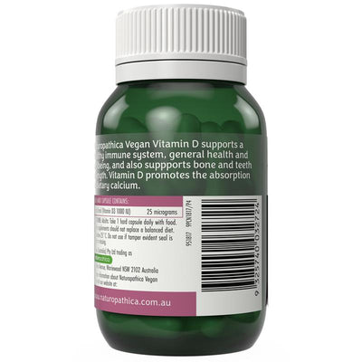Naturopathica Vegan Vitamin D3 1000 IU, 60 Capsules
