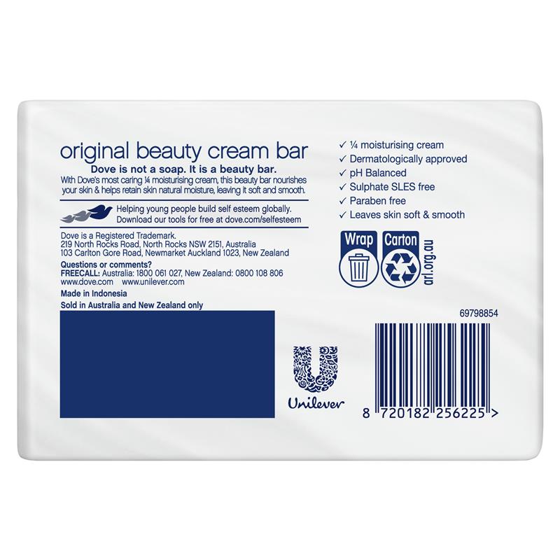 Dove Original Beauty Cream Bar 2x90g – Moisturizing, Dermatologist Approved