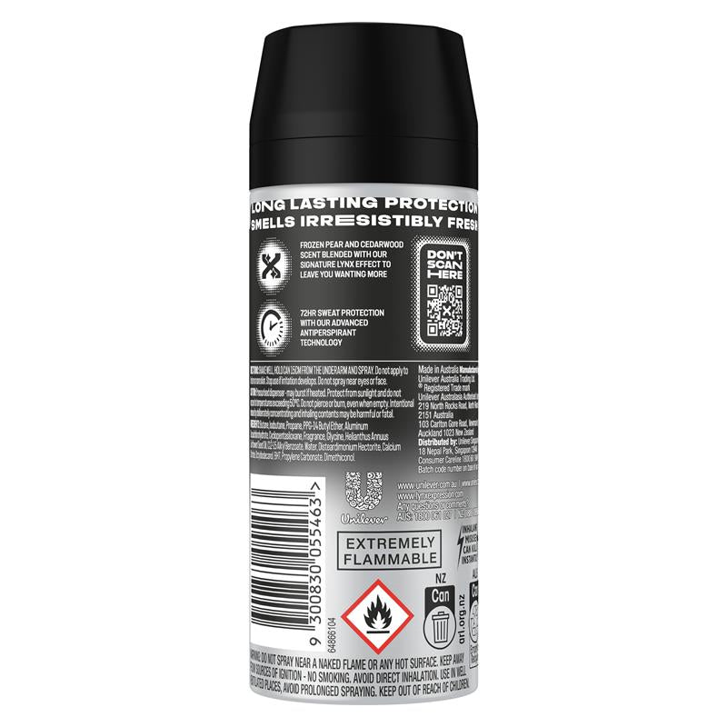 LYNX Black 165ml Antiperspirant Aerosol for Men – 72H Protection