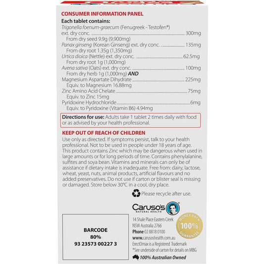 Caruso's ErectOmax - 60 Tablets for Libido Enhancement-Auzzi Store