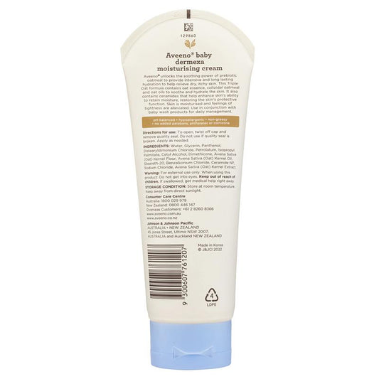 Aveeno Baby Dermexa Fragrance-Free Moisturising Cream 206g - Soothing Relief for Eczema-Prone Skin-Auzzi Store