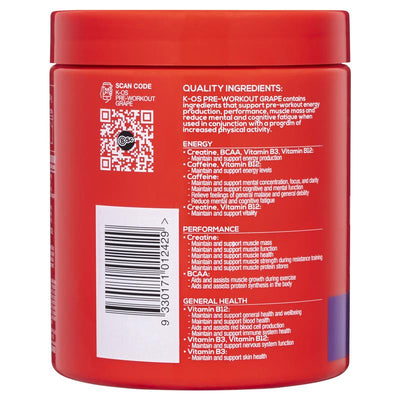BSc K-OS Pre-Workout Grape 300g - Unleash Your Workout Potential